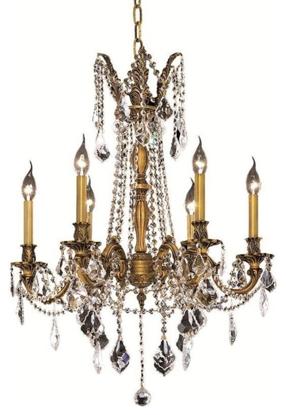 Elegant Rosalia Dining Room Light, French Gold Finish With Elegant Cut Crystal