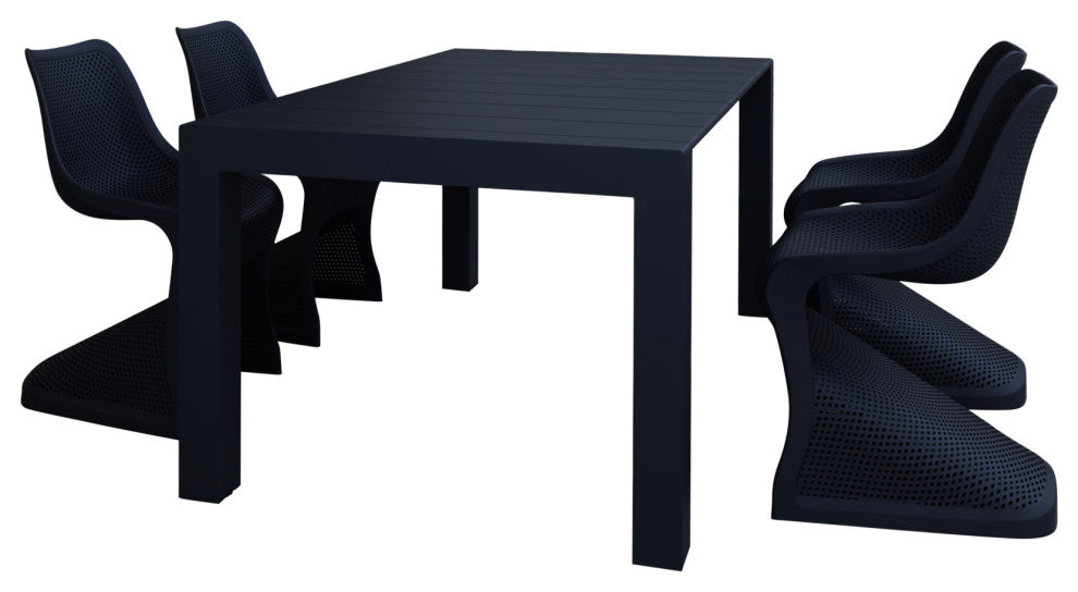 Compamia Bloom Extendable Patio Dining 5-Piece Set, Black