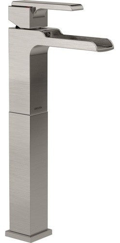 Delta Ara Single Handle Vessel Channel Bathroom Faucet, Stainless, 768LF-SS