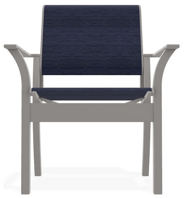 Leeward Sling Stackable Outdoor Dining Chair, Collect Indigo/Warm Gray