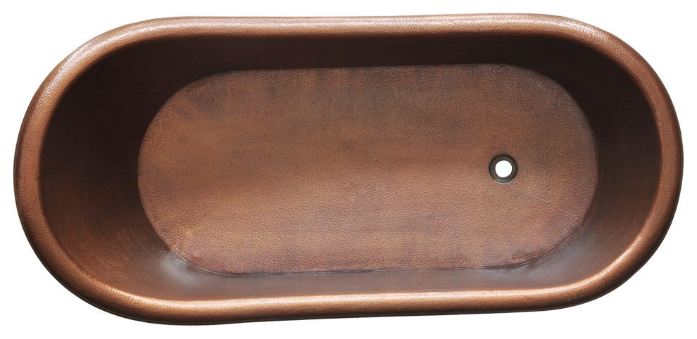 Heisenberg 5'6" Copper Freestanding Clawfoot Bathtub With No Overflow