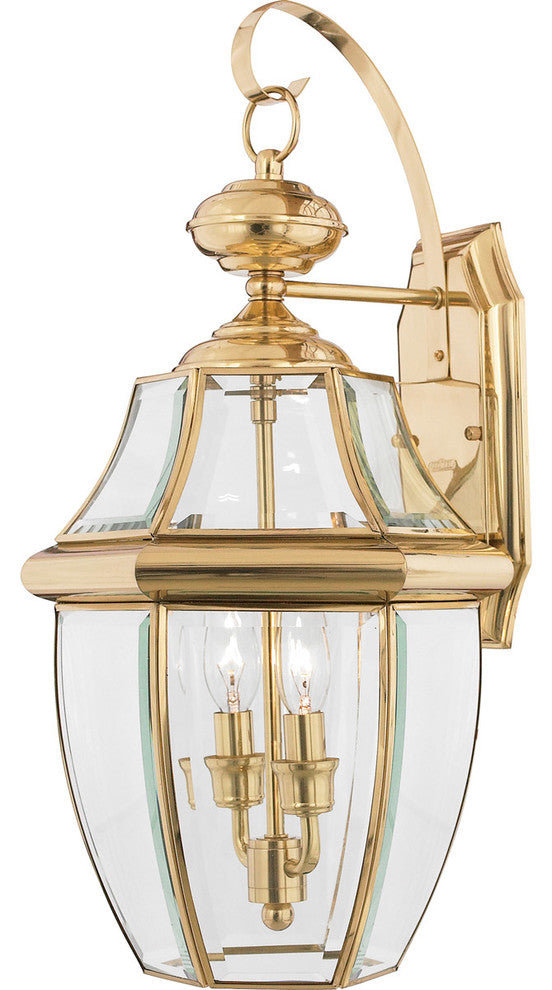 Quoizel NY8317B Two Light Outdoor Wall Lantern Newbury Polished Brass