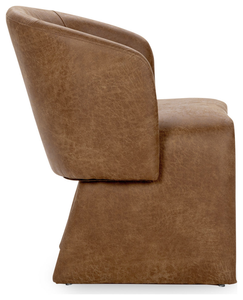 Halstead Upholstered Fabric Dining Chair, Cognac Leather