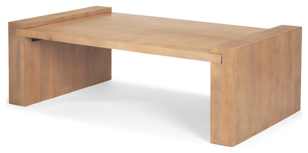 Wesson Light Brown Wood Rectangular Coffee Table