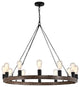 Mia 12-light Faux Wood Metal Chandelier Round Wheel With Black Sleeves