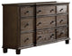 9 Drawers Weathered Oak Dresser