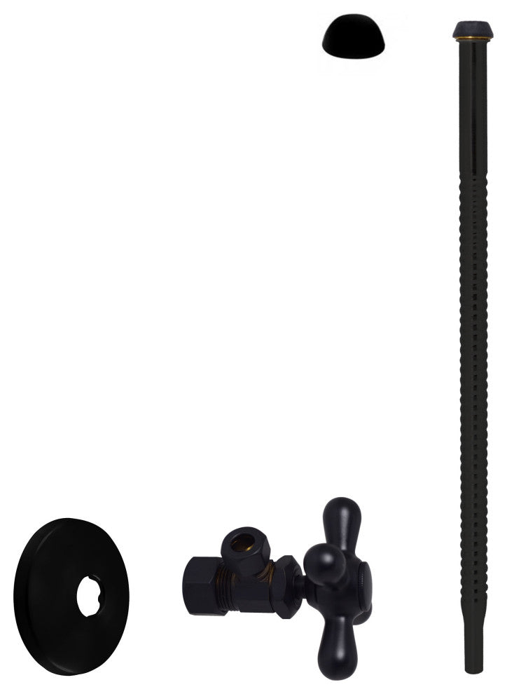 Supply Kit - 5/8" Od X 3/8" Od X 12" Corrugated In Oil Rubbed Bronze, Powder Coated Flat Black
