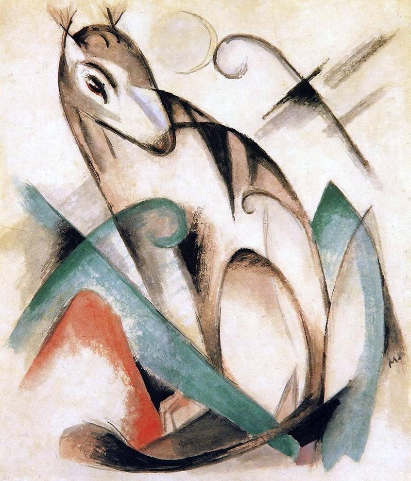 Franz Marc Seated Mythical Animal - 20" x 25" Premium Canvas Print