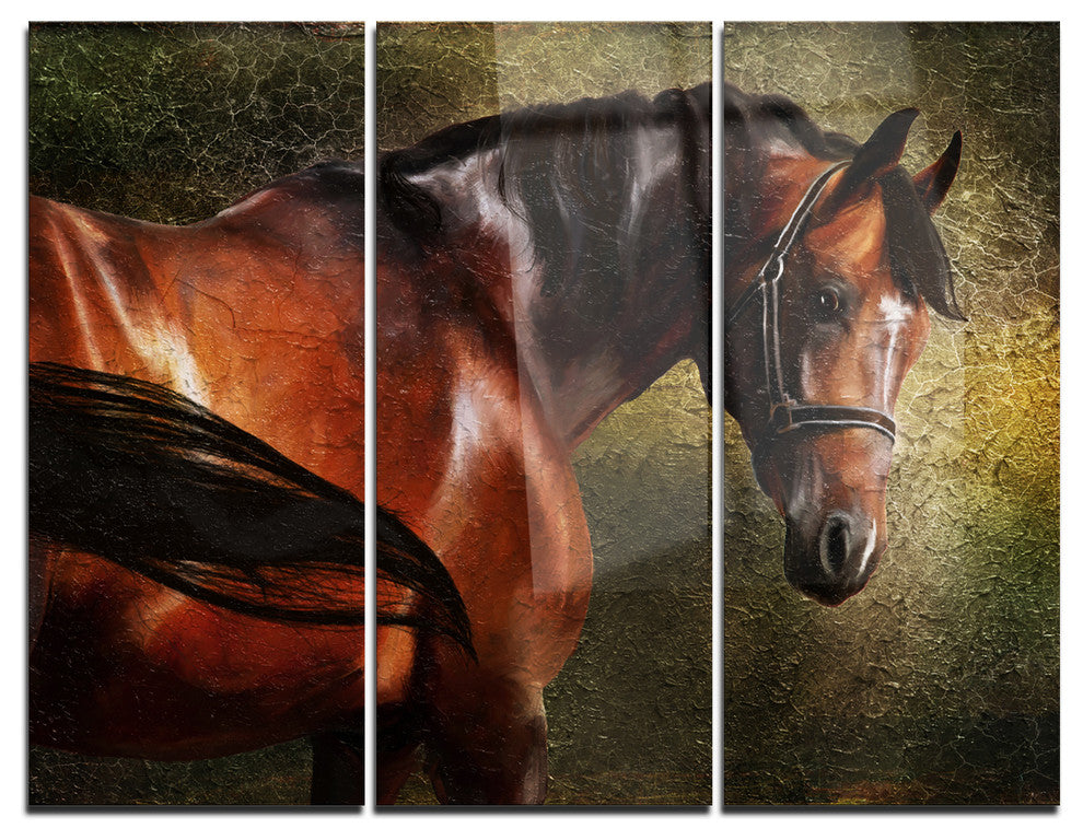 "The Thoroughbred" Photography Metal Wall Art, 3 Panels, 36"x28"