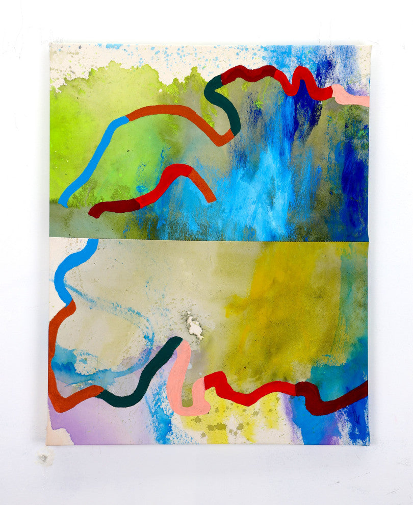 Blue Green abstract art, modern contemporary artwork