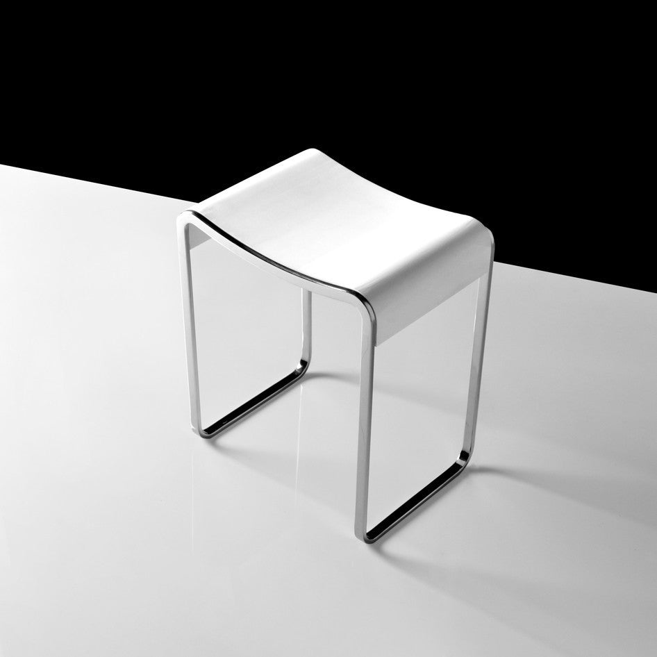 ADM Curved Bath Stool, Matte White, 16"