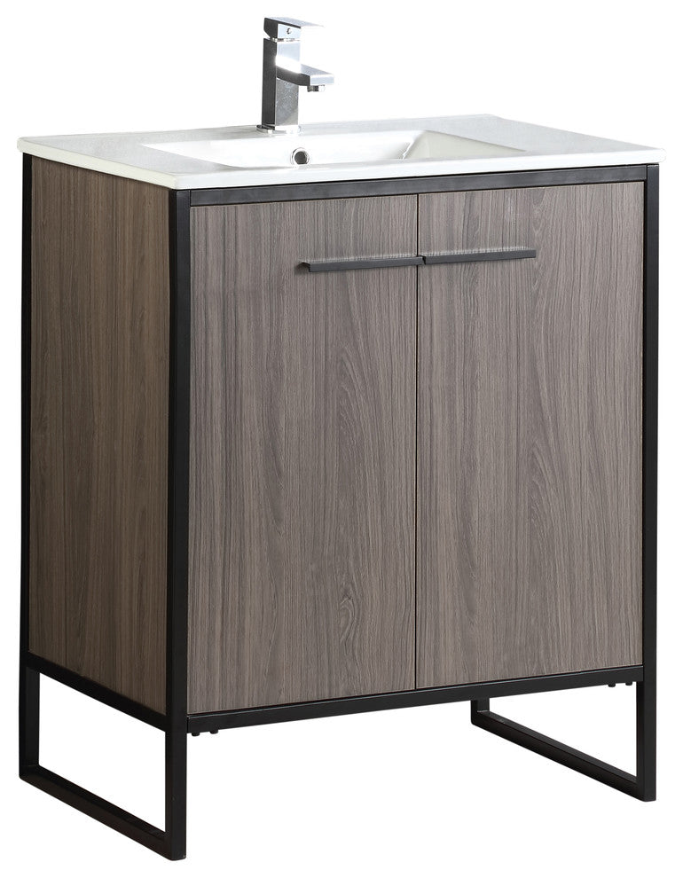 Fine Fixtures, Bathroom Vanity Set, Vireous China Sink Top, Gray Taupe, 30"