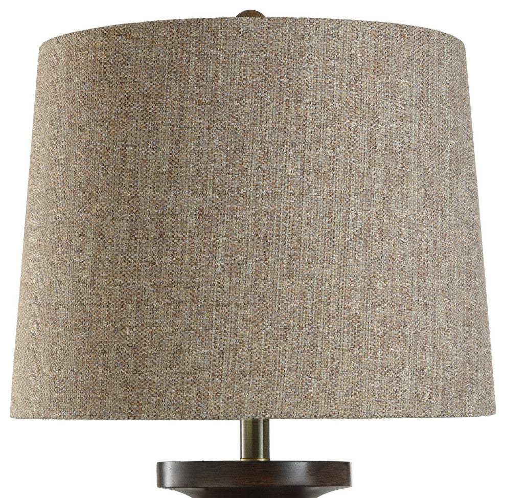 Walnut Ridge Table Lamp, Fishbone Polyresin and Aged Brass Body, Heathered Brown