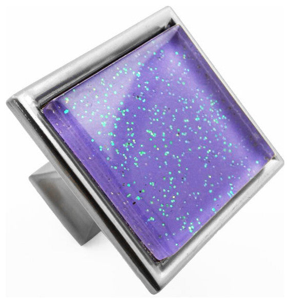 Purple Super Galaxy Crystal Glass Brushed Nickel Madison Classic Knob