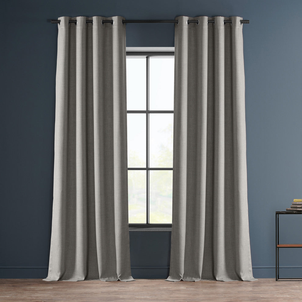 Faux Linen Grommet Room Darkening Curtain Single Panel, Clay, 50"x108"