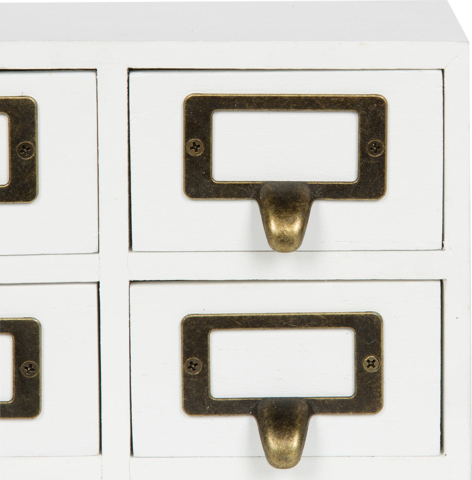 Desktop Organizer Wood Apothecary Drawer Set, White