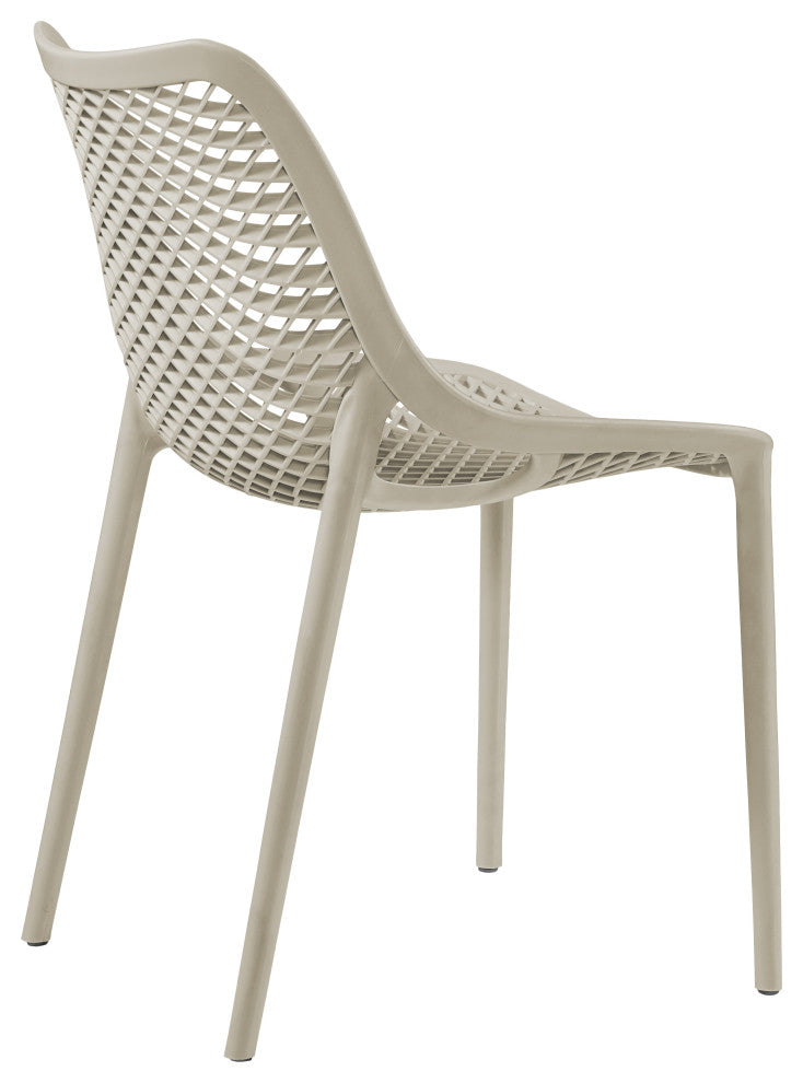 Mykonos Outdoor Patio Dining Chair (Set of 4), Taupe, Armless