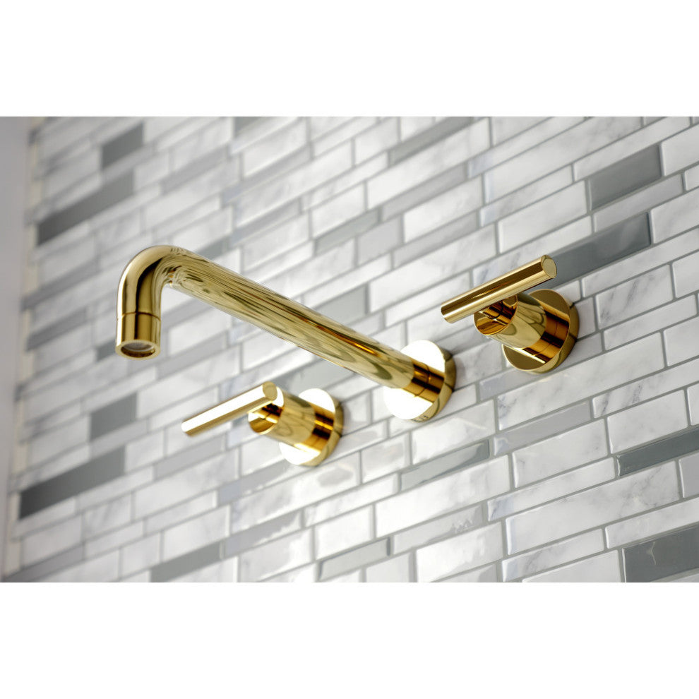 KS8022CML Two-Handle Wall Mount Tub Faucet, Polished Brass
