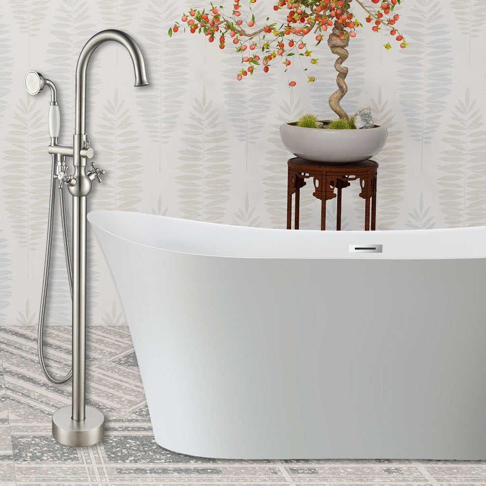 Vanity Art Freestanding Tub Faucet, Brushed Nickel