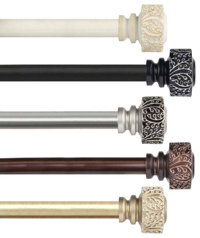 Lucinda 1" Curtain Rod, White, 120-170"