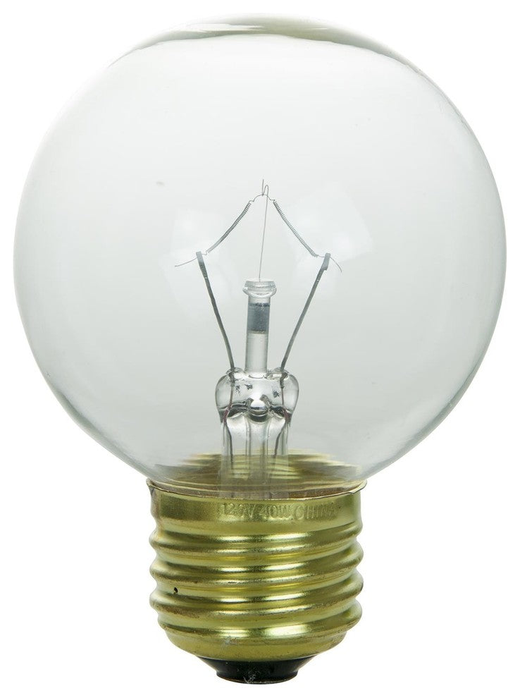 Sunlite Incandescent 25 Watt G19 Globe 180 Lumens Clear Light Bulb, Pack of 25