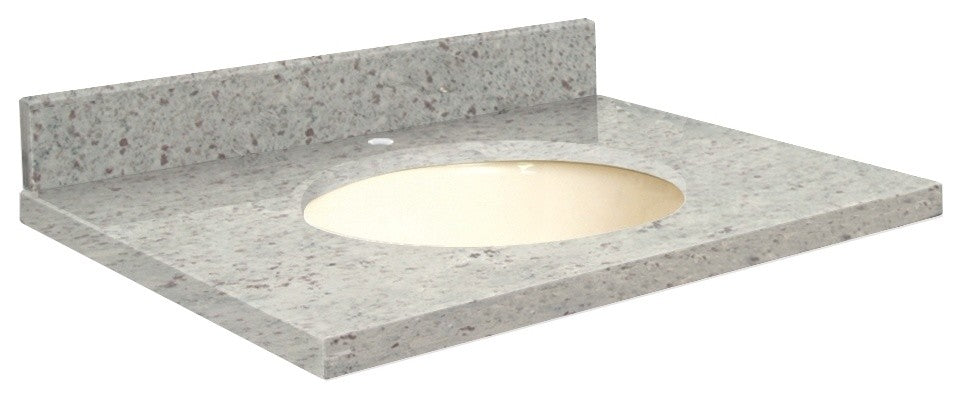 Granite 37"x22" Vanity Top, Single Faucet Hole, Giallo Parfait, Biscuit Bowl