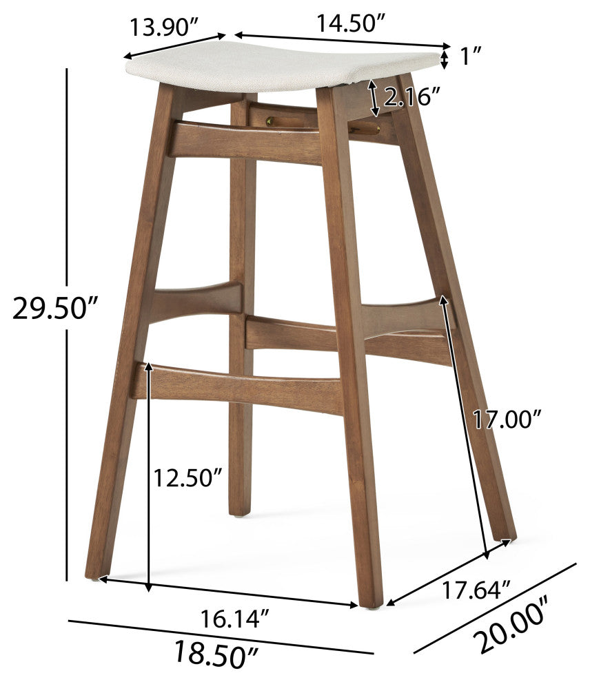 GDF Studio Oster Mid Century Design Bar Stools, Beige/Walnut, Set of 2