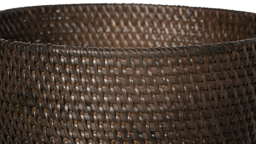 Loma Round Rattan Paper Waste Basket, Espresso