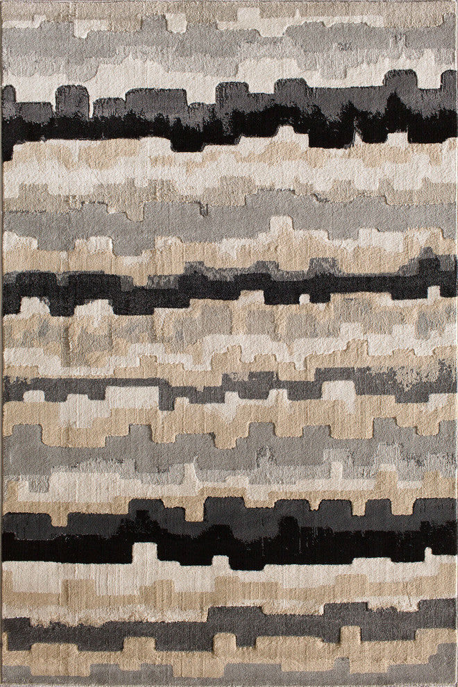 Milan Grigio Rug, Birch and Ebony, 7'10" X 9'10"