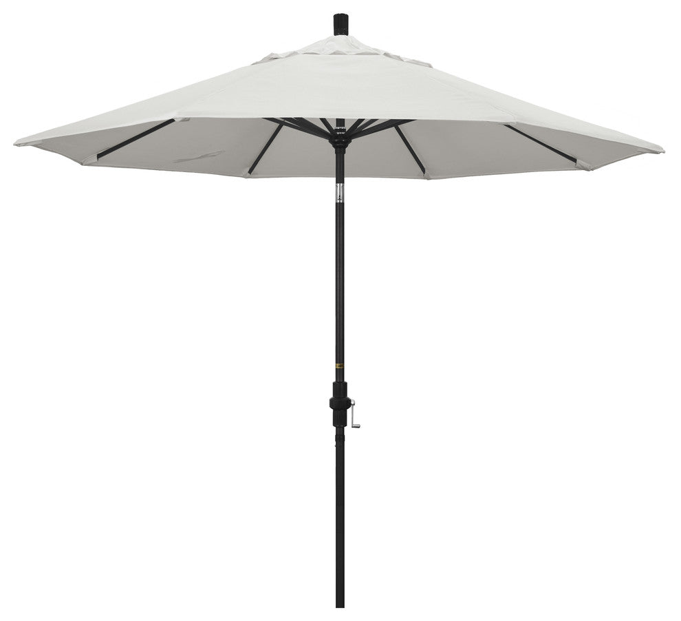 9' Stone Black Collar Tilt Crank Lift Aluminum Umbrella, Sunbrella, Canvas