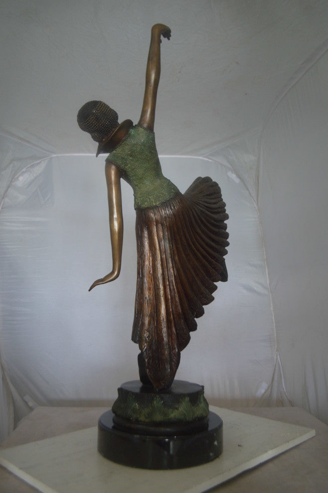 Beautiful Dancer Performing Bronze Statue -  Size: 27"L x 12"W x 48"H.