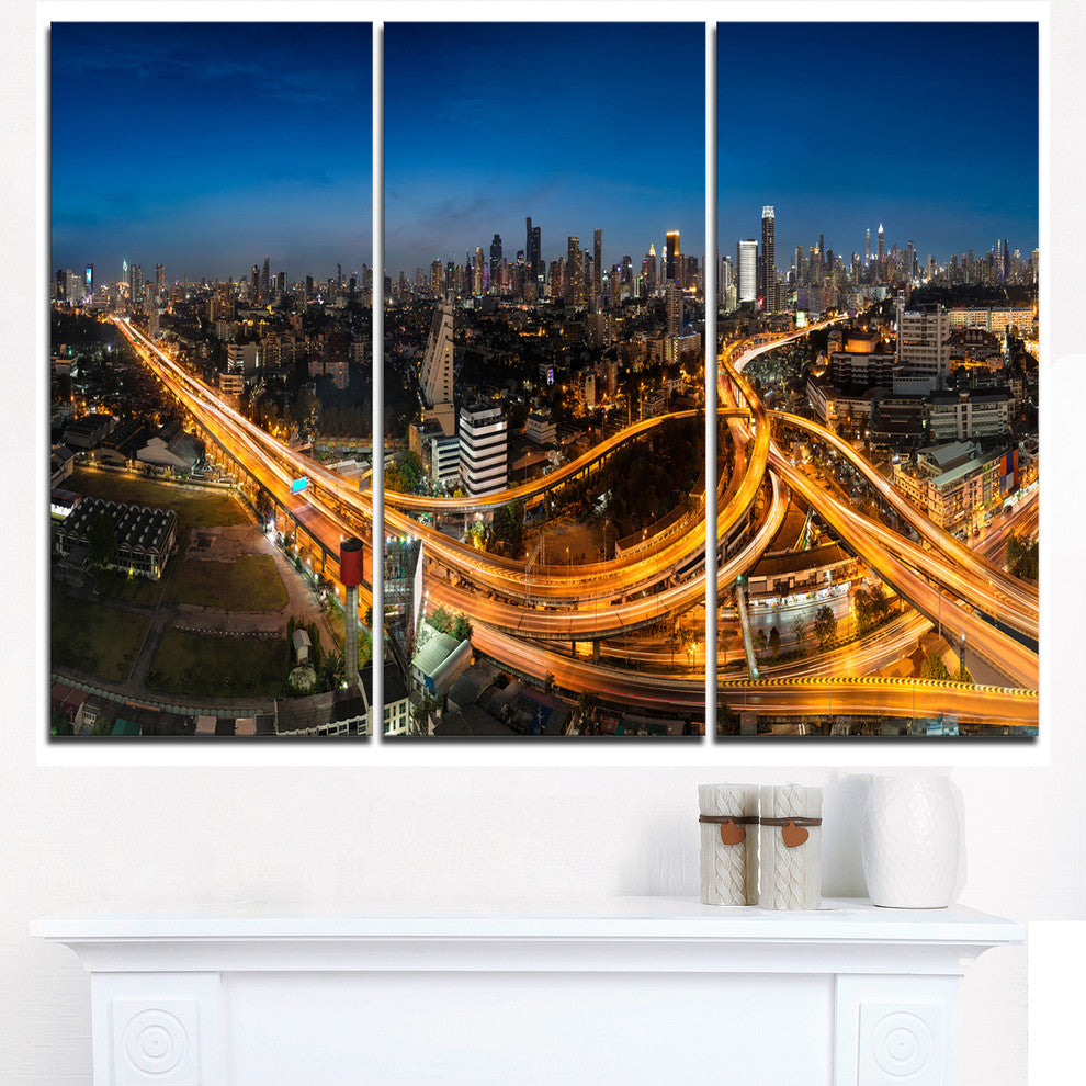 "Highway and Main Traffic Bangkok" Metal Wall Art, 3 Panels, 36"x28"