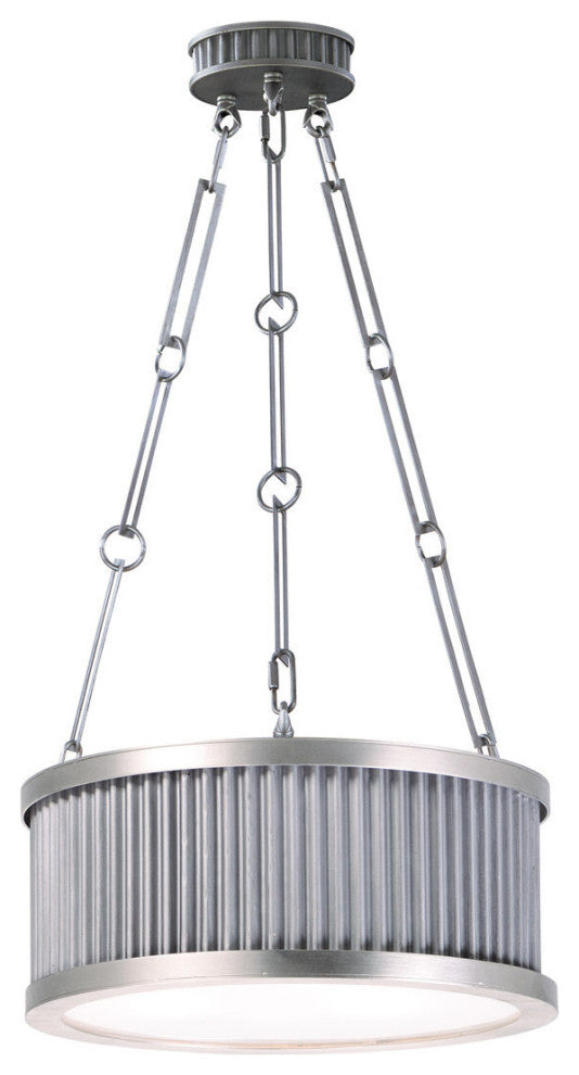 Ruffle 13"W 3-Light Pendant Light Fixture Weathered Zinc and Satin Nickel Finish