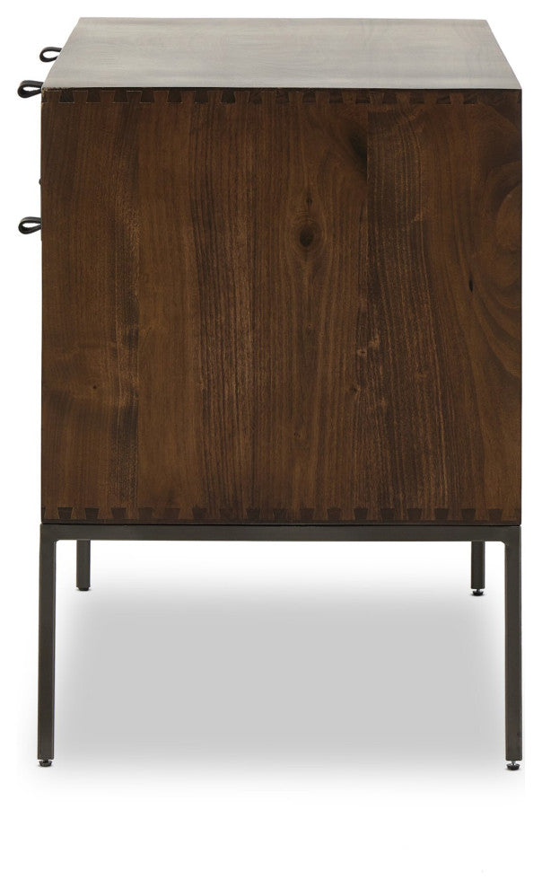 Trey Modular Wide Filing Cabinet Auburn Poplar, Natural Iron, Black Leather