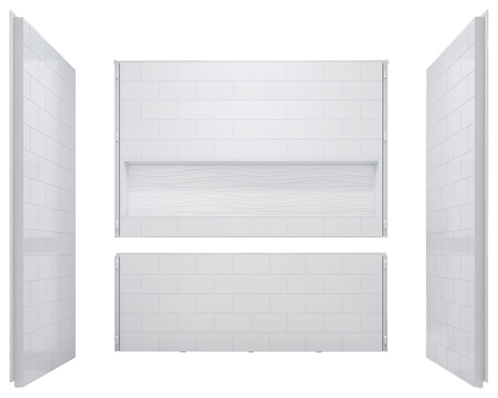 60" x 32" 4-Piece Direct-to-Stud Alcove Tub Surround, White