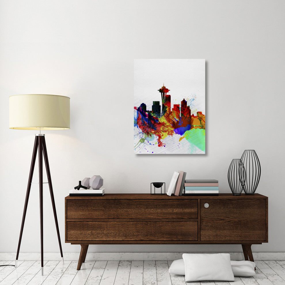 "Seattle Watercolor Skyline 2" Fine Art Print