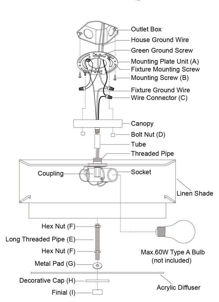 Burnaby Mid-Century Drum Semi Flush Ceiling Light, Matte Brass, 16"wx9"hx16"d