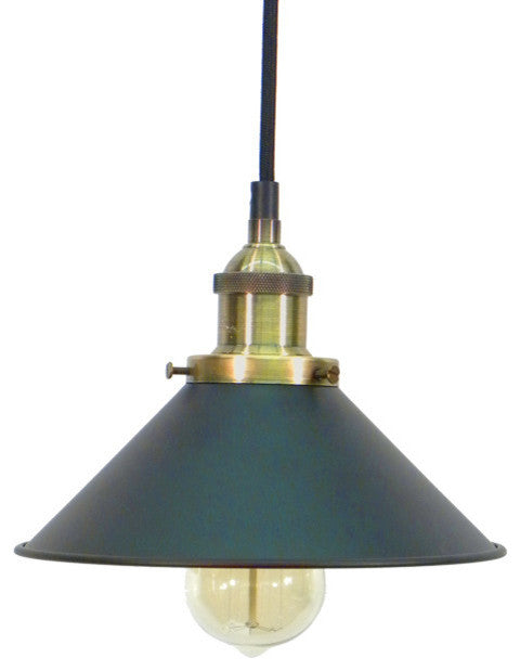 Antique Brass Black Shade Pendant Light