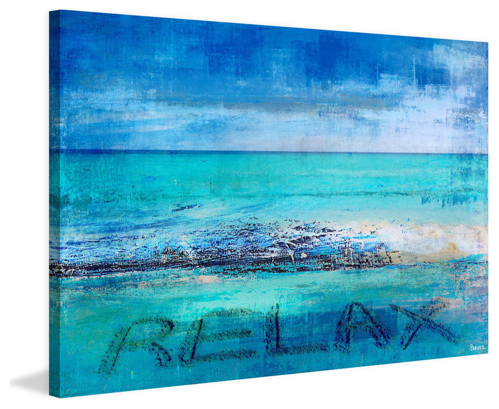 "Blue Relax" Painting Print on Wrapped Canvas, 36"x24"