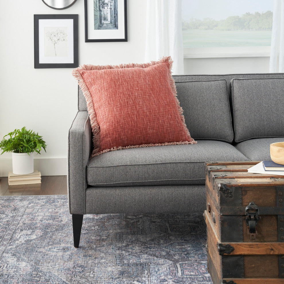 Nourison Home 22"x22" Nicole Curtis Pillow Printed Stonewash Rust Throw Pillow