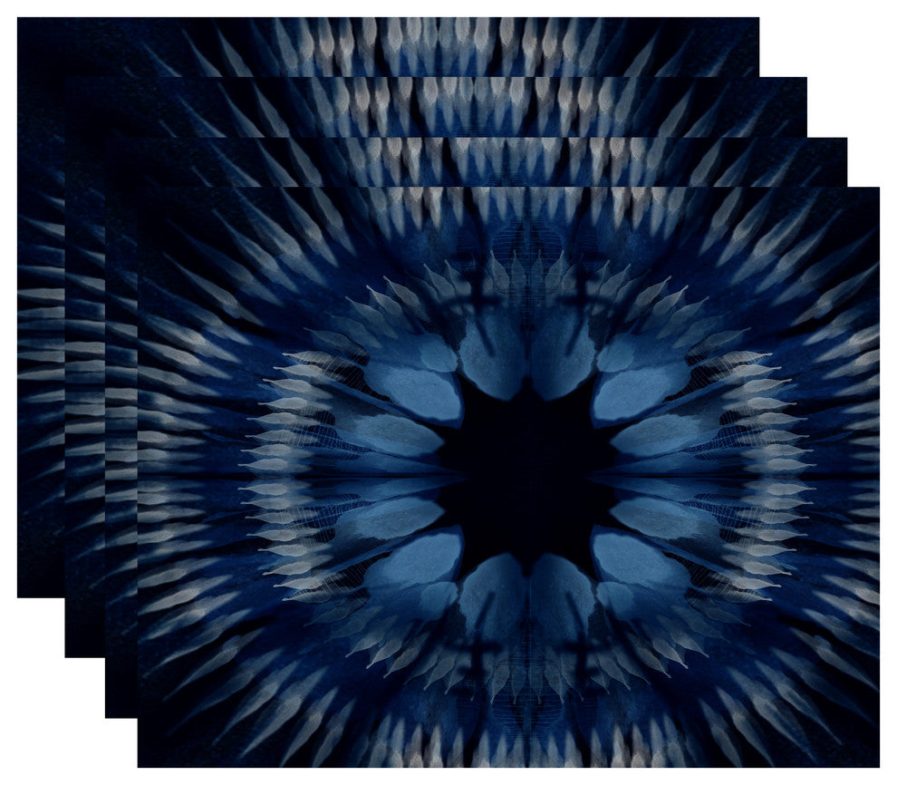 Shibori Burst, Geometric Print Placemat, Set of 4, Navy Blue