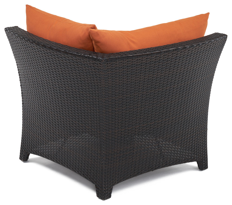 Deco 6 Piece Aluminum Outdoor Patio Sectional and Table Set, Tikka Orange