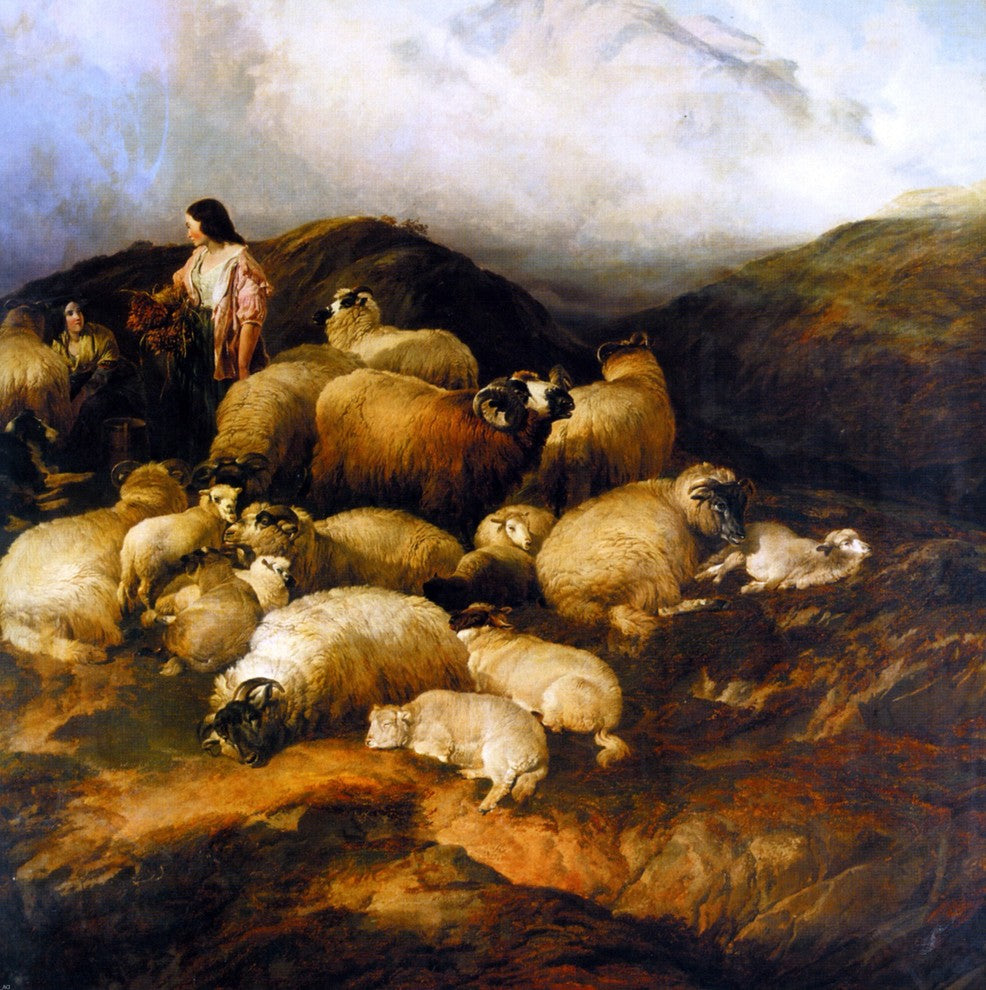 Thomas Sidney Cooper Peasants and Sheep - 20" x 20" Premium Canvas Print