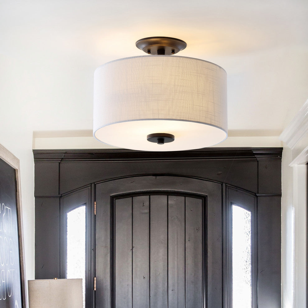 Marc 15" Metal LED Semi-Flush Mount, Oil Rubbed Bronze