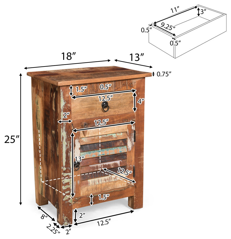 Salome Boho Handcrafted Wooden Side Table with Drawer