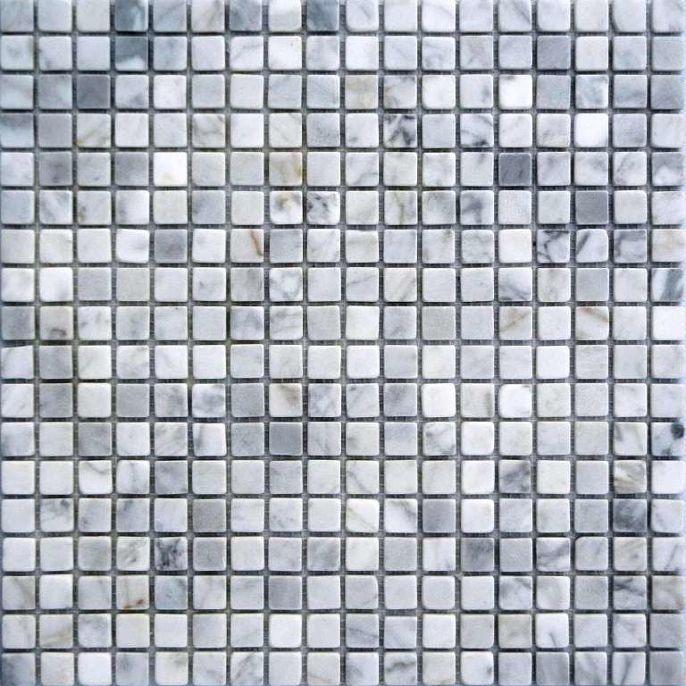 Carrara Meshed Tumbled Mosaic Tile, 12"x12", Set of 50