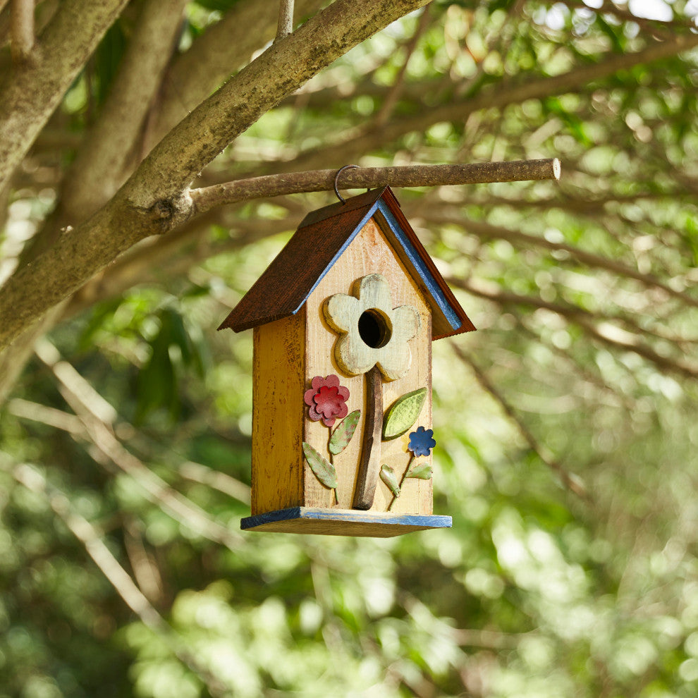 Decorative Wooden Rustic Multi-Functional Hanging Hand-Painted Birdhouse