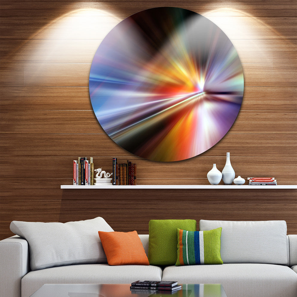 Rays Of Speed Purple, Abstract Digital Art Disc Metal Wall Art, 23"