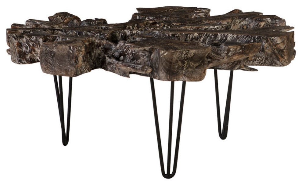 Round Top Coffee Table, Black Wash