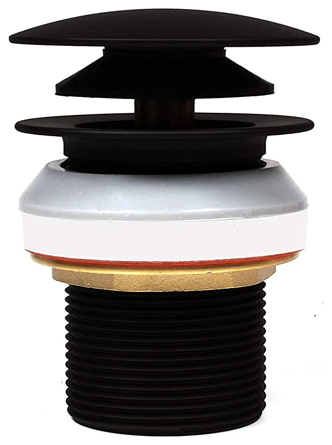 Tip Toe Integrated Overflow Bath Drain In Polished Brass, Powder Coated Flat Black